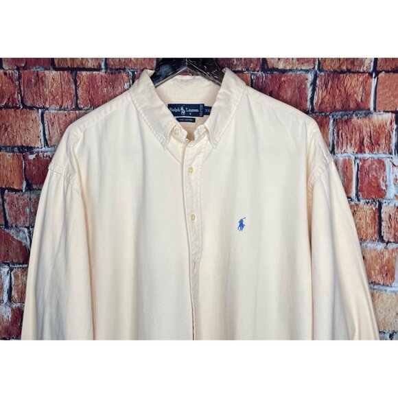 Polo Ralph Lauren Men's  XXL Cotton Dress Yellow Long Sleeve Button Front Shirt - Picture 1 of 4